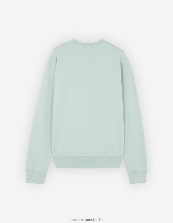 Kleidung V2DHL134 blauer Dunst Männer Lässiges Sweatshirt mit Fuchskopf-Patch Maison Kitsune