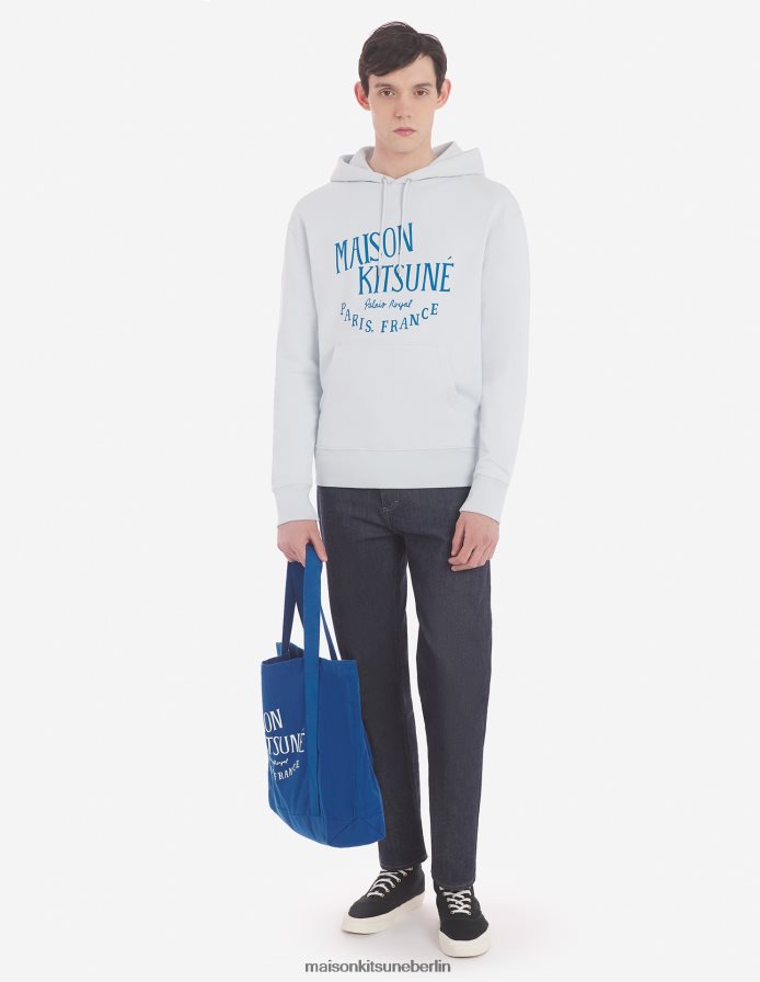 Kleidung V2DHL135 Grau Blau Männer Palais Royal klassischer Kapuzenpullover Maison Kitsune