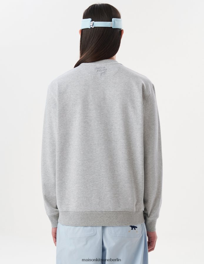 Kleidung V2DHL139 graue Melange Männer Langarm-Sweatshirt mit Fuchskopf Maison Kitsune