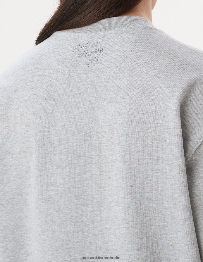 Kleidung V2DHL139 graue Melange Männer Langarm-Sweatshirt mit Fuchskopf Maison Kitsune