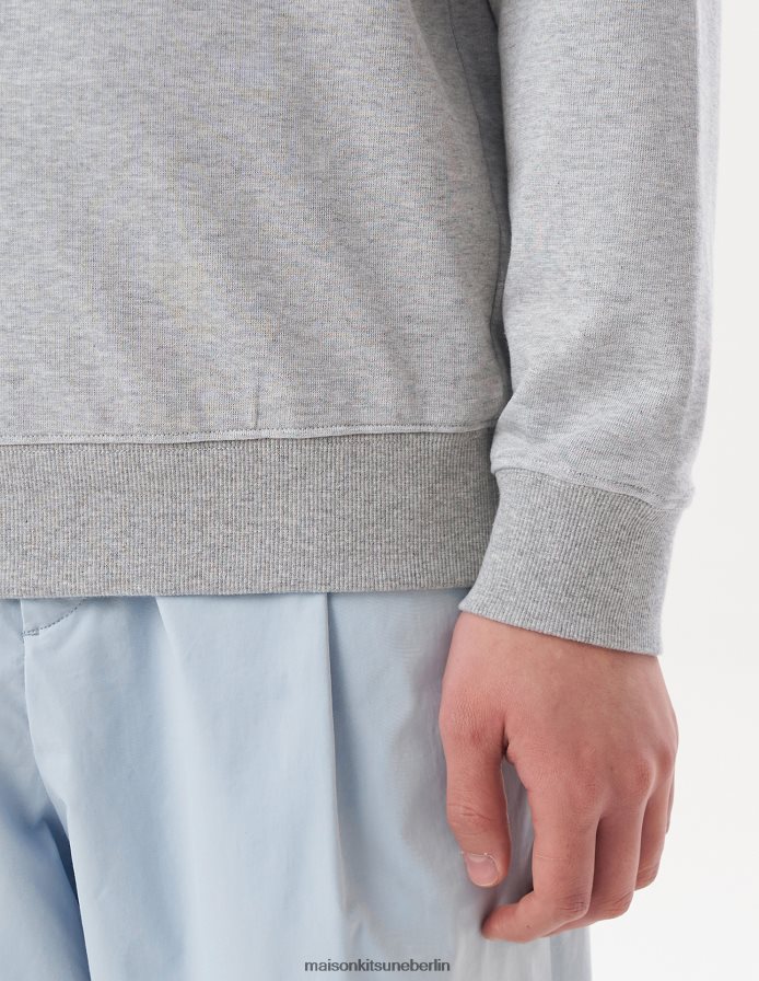 Kleidung V2DHL139 graue Melange Männer Langarm-Sweatshirt mit Fuchskopf Maison Kitsune