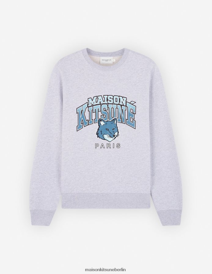 Kleidung V2DHL140 hellgrau meliert Männer Campus Fox normales Sweatshirt Maison Kitsune