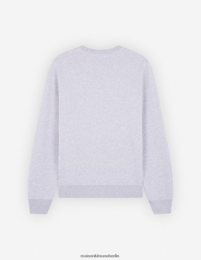 Kleidung V2DHL140 hellgrau meliert Männer Campus Fox normales Sweatshirt Maison Kitsune