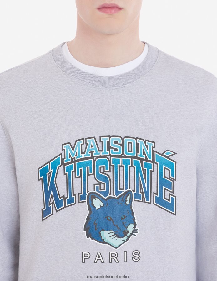 Kleidung V2DHL140 hellgrau meliert Männer Campus Fox normales Sweatshirt Maison Kitsune