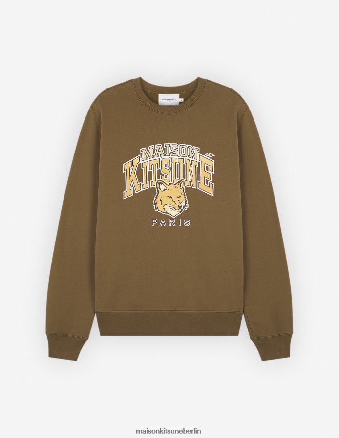 Kleidung V2DHL141 khaki Männer Campus Fox normales Sweatshirt Maison Kitsune