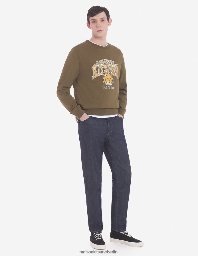 Kleidung V2DHL141 khaki Männer Campus Fox normales Sweatshirt Maison Kitsune
