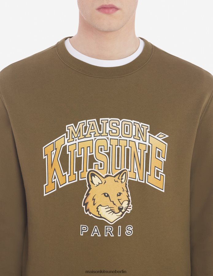 Kleidung V2DHL141 khaki Männer Campus Fox normales Sweatshirt Maison Kitsune