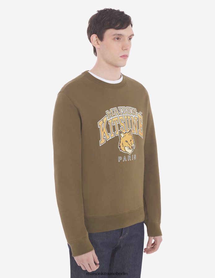 Kleidung V2DHL141 khaki Männer Campus Fox normales Sweatshirt Maison Kitsune