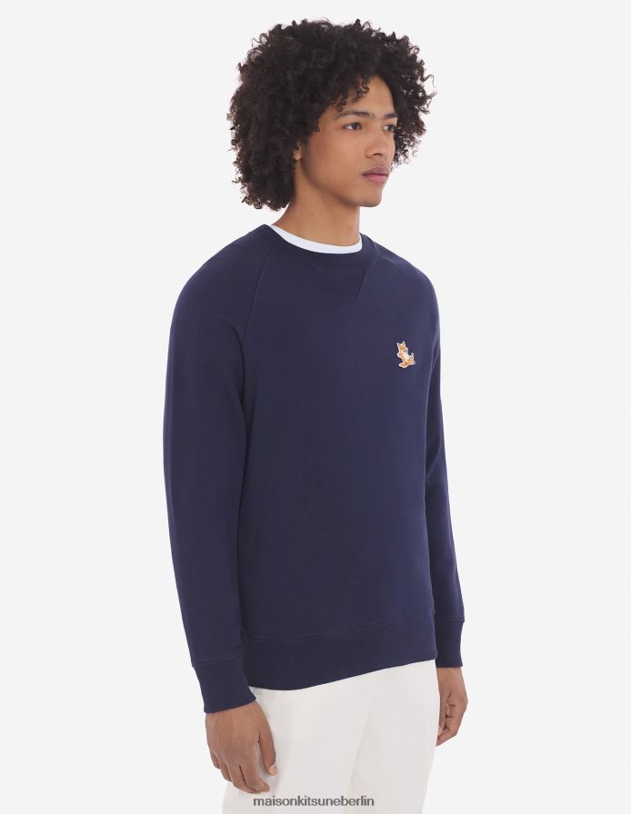 Kleidung V2DHL143 Marine Männer Klassisches Sweatshirt mit Chillax-Fuchs-Patch Maison Kitsune