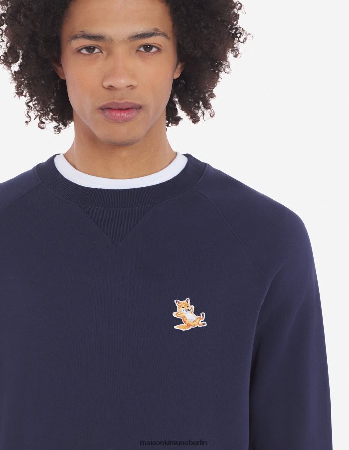 Kleidung V2DHL143 Marine Männer Klassisches Sweatshirt mit Chillax-Fuchs-Patch Maison Kitsune