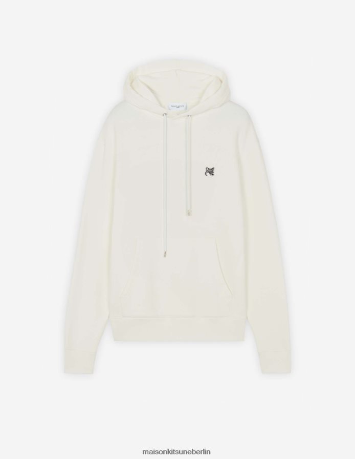 Kleidung V2DHL145 naturfarben Männer Klassischer Kapuzenpullover mit grauem Fuchskopf-Patch Maison Kitsune