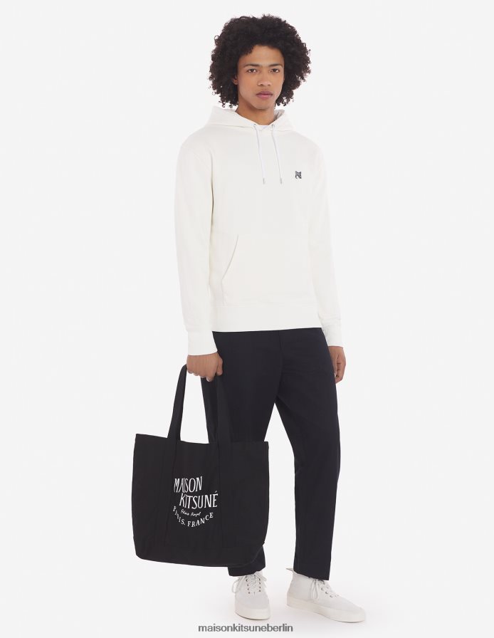 Kleidung V2DHL145 naturfarben Männer Klassischer Kapuzenpullover mit grauem Fuchskopf-Patch Maison Kitsune