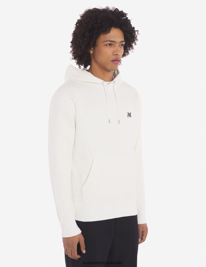 Kleidung V2DHL145 naturfarben Männer Klassischer Kapuzenpullover mit grauem Fuchskopf-Patch Maison Kitsune