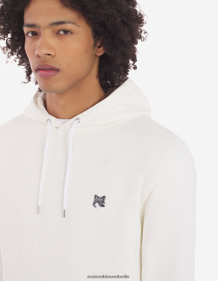 Kleidung V2DHL145 naturfarben Männer Klassischer Kapuzenpullover mit grauem Fuchskopf-Patch Maison Kitsune