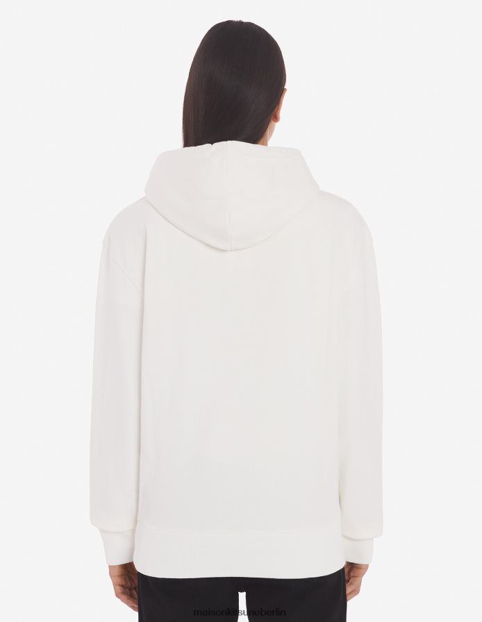 Kleidung V2DHL145 naturfarben Männer Klassischer Kapuzenpullover mit grauem Fuchskopf-Patch Maison Kitsune