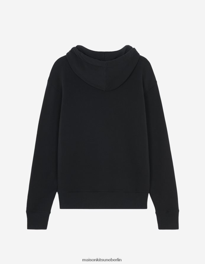 Kleidung V2DHL147 Schwarz Männer Chillax Fox Patch klassischer Kapuzenpullover Maison Kitsune
