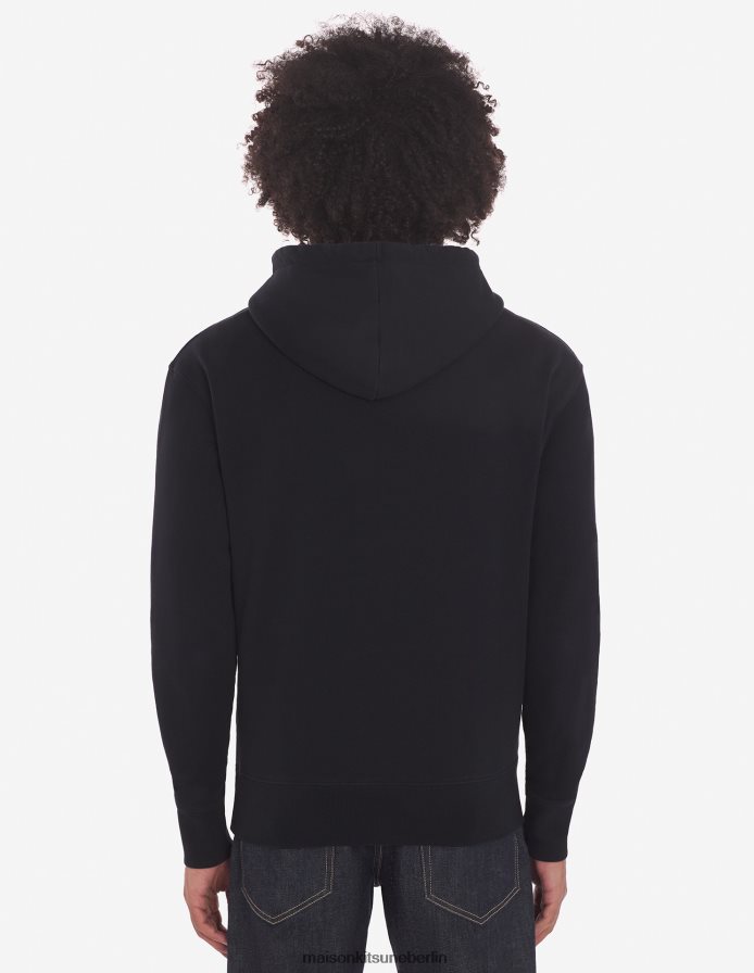 Kleidung V2DHL147 Schwarz Männer Chillax Fox Patch klassischer Kapuzenpullover Maison Kitsune