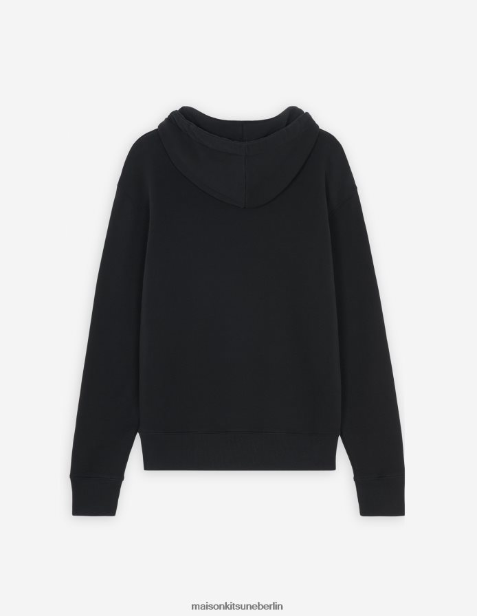 Kleidung V2DHL150 Schwarz Männer Klassischer Kapuzenpullover mit grauem Fuchskopf-Patch Maison Kitsune