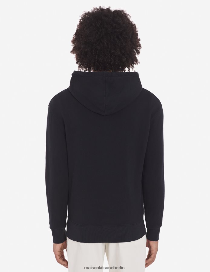 Kleidung V2DHL150 Schwarz Männer Klassischer Kapuzenpullover mit grauem Fuchskopf-Patch Maison Kitsune