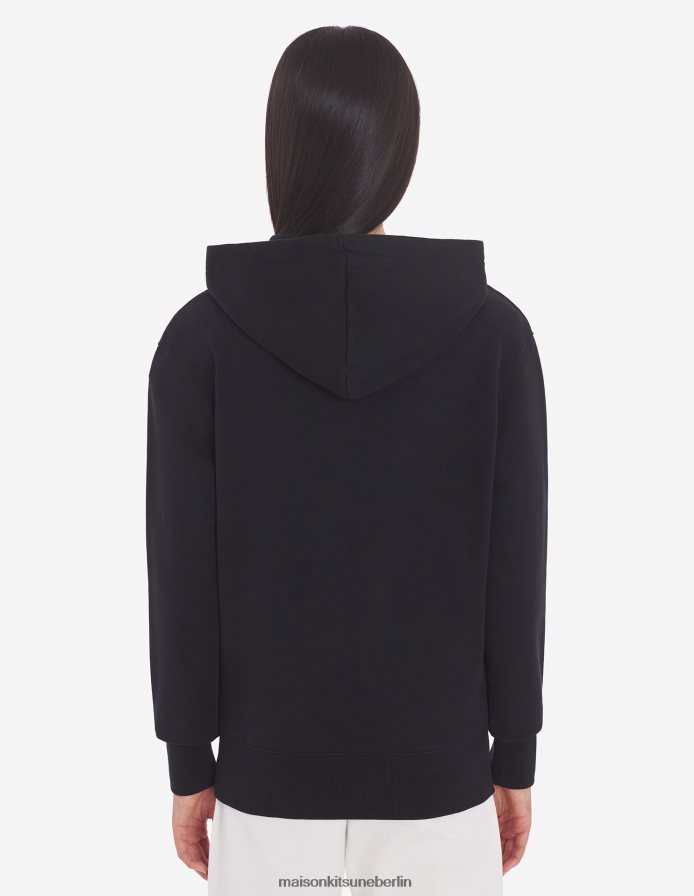 Kleidung V2DHL150 Schwarz Männer Klassischer Kapuzenpullover mit grauem Fuchskopf-Patch Maison Kitsune