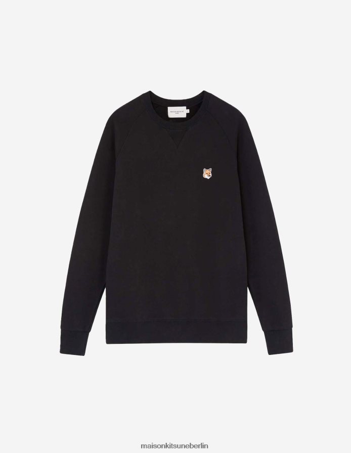 Kleidung V2DHL151 Schwarz Männer Klassisches Sweatshirt mit Fuchskopf-Patch Maison Kitsune