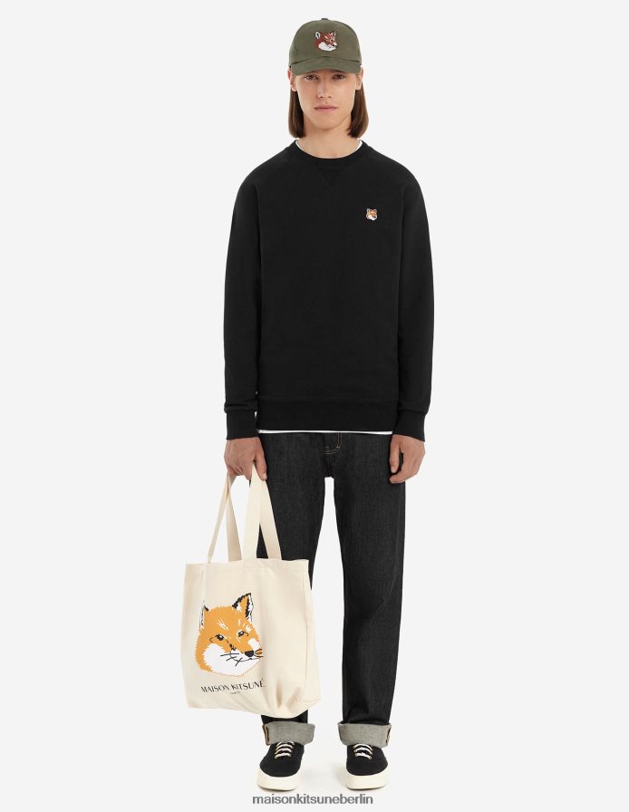 Kleidung V2DHL151 Schwarz Männer Klassisches Sweatshirt mit Fuchskopf-Patch Maison Kitsune