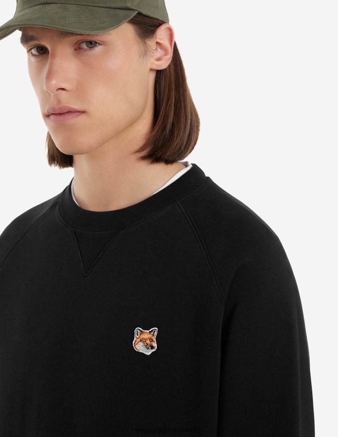 Kleidung V2DHL151 Schwarz Männer Klassisches Sweatshirt mit Fuchskopf-Patch Maison Kitsune