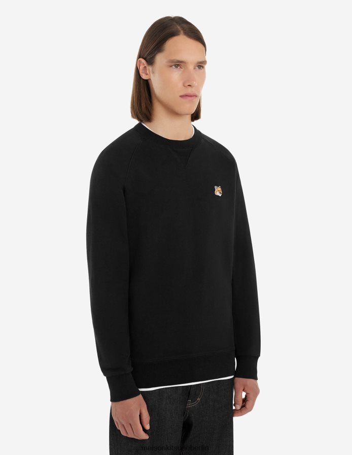Kleidung V2DHL151 Schwarz Männer Klassisches Sweatshirt mit Fuchskopf-Patch Maison Kitsune