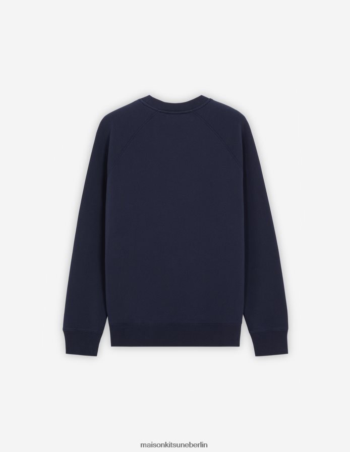 Kleidung V2DHL152 Marine Männer Klassisches Sweatshirt mit grauem Fuchskopf-Patch Maison Kitsune