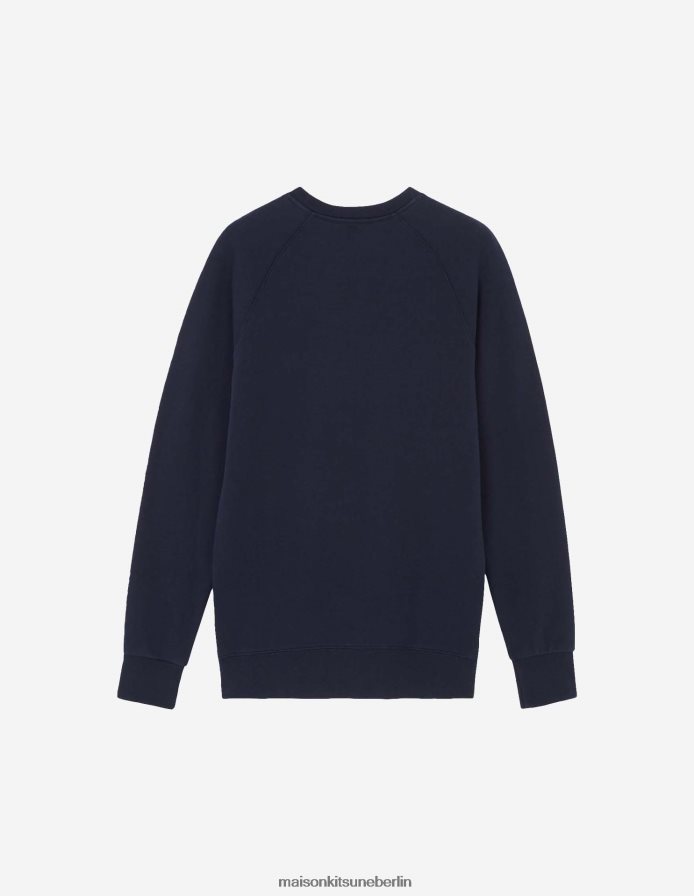 Kleidung V2DHL153 Marine Männer Klassisches Sweatshirt mit Fuchskopf-Patch Maison Kitsune