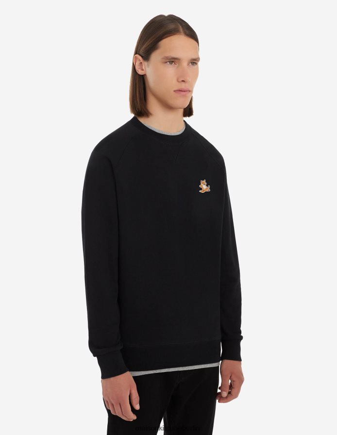 Kleidung V2DHL154 Schwarz Männer Klassisches Sweatshirt mit Chillax-Fuchs-Patch Maison Kitsune