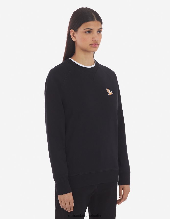 Kleidung V2DHL154 Schwarz Männer Klassisches Sweatshirt mit Chillax-Fuchs-Patch Maison Kitsune