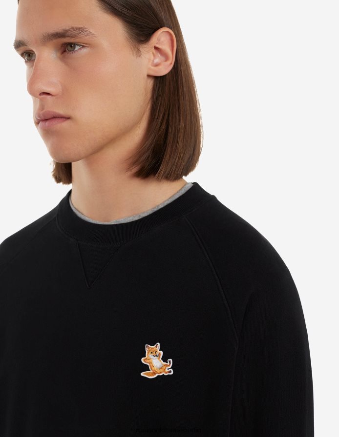 Kleidung V2DHL154 Schwarz Männer Klassisches Sweatshirt mit Chillax-Fuchs-Patch Maison Kitsune