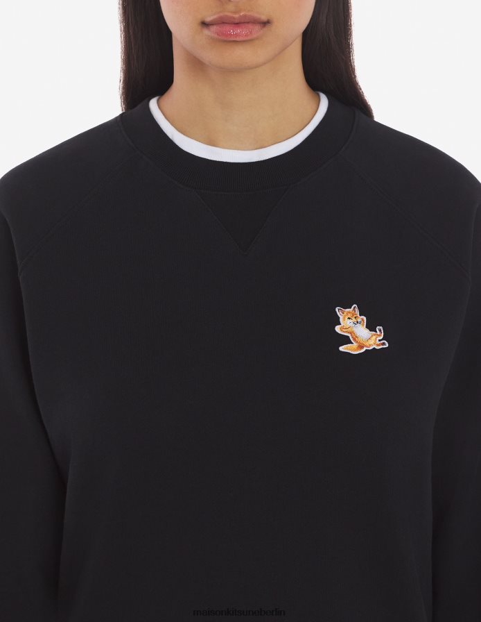 Kleidung V2DHL154 Schwarz Männer Klassisches Sweatshirt mit Chillax-Fuchs-Patch Maison Kitsune