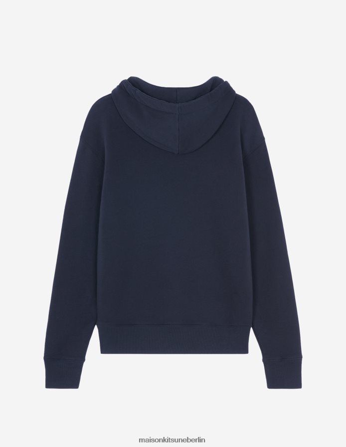 Kleidung V2DHL157 Marine Männer Chillax Fox Patch klassischer Kapuzenpullover Maison Kitsune