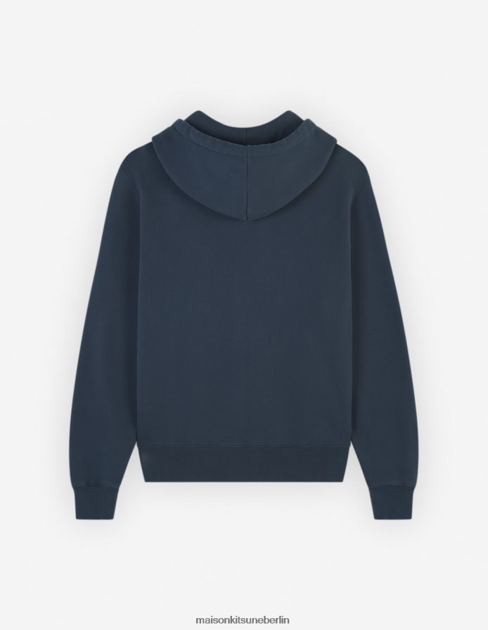 Kleidung V2DHL158 tintenblau Männer Komfort-Kapuzenpullover mit auffälligem Fuchskopf-Patch und Reißverschluss Maison Kitsune