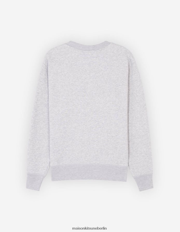 Kleidung V2DHL160 hellgrau meliert Männer Komfort-Sweatshirt mit Wappen Maison Kitsune