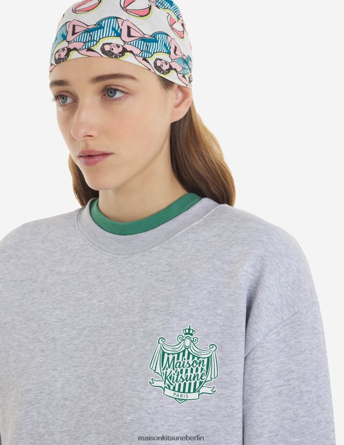 Kleidung V2DHL160 hellgrau meliert Männer Komfort-Sweatshirt mit Wappen Maison Kitsune