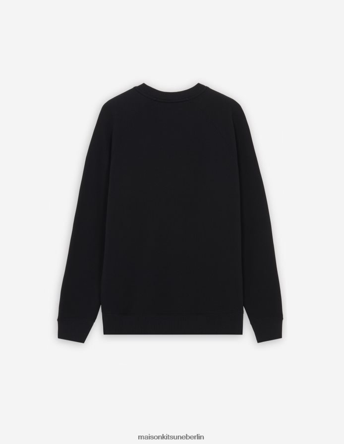 Kleidung V2DHL161 Schwarz Männer Klassisches Sweatshirt mit grauem Fuchskopf-Patch Maison Kitsune