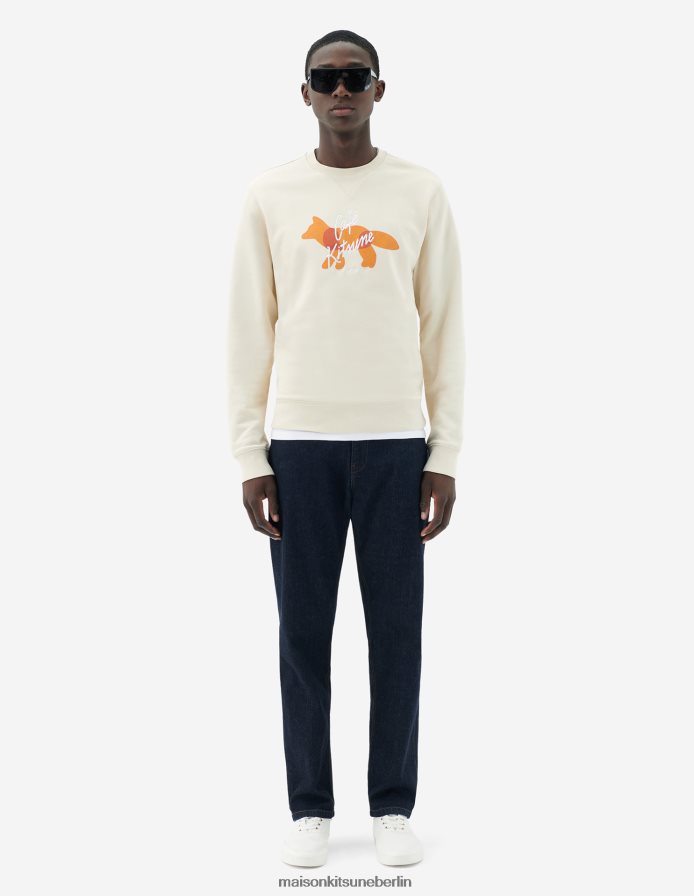 Kleidung V2DHL162 Latté Männer Fox Cafe Kitsune klassisches Sweatshirt Maison Kitsune