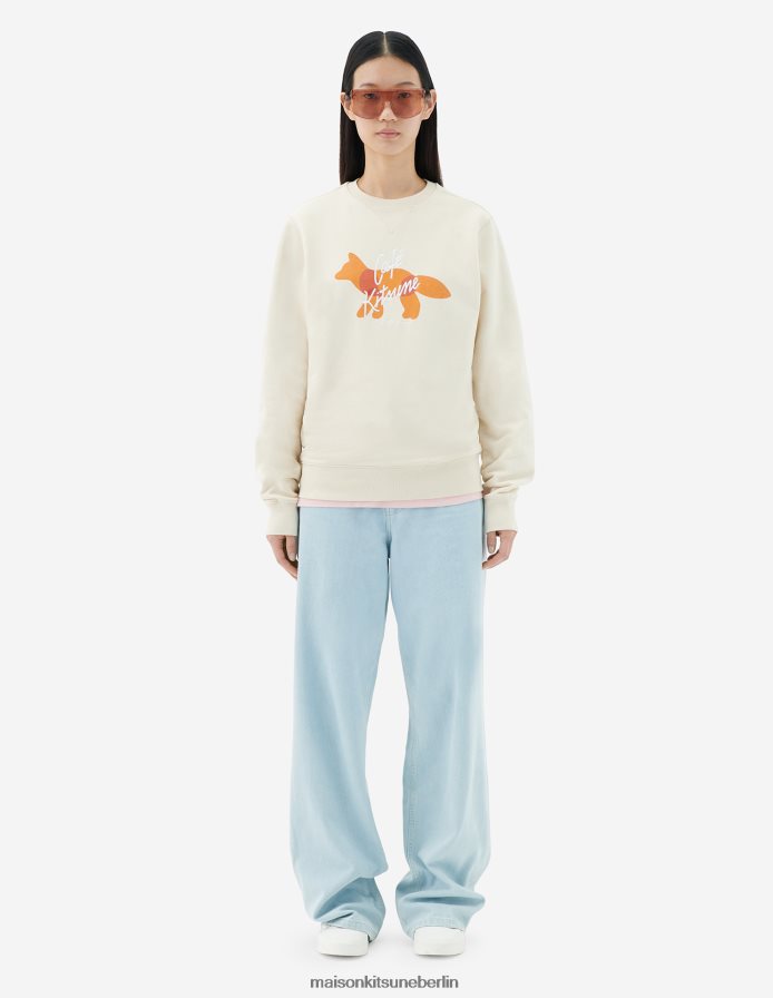 Kleidung V2DHL162 Latté Männer Fox Cafe Kitsune klassisches Sweatshirt Maison Kitsune