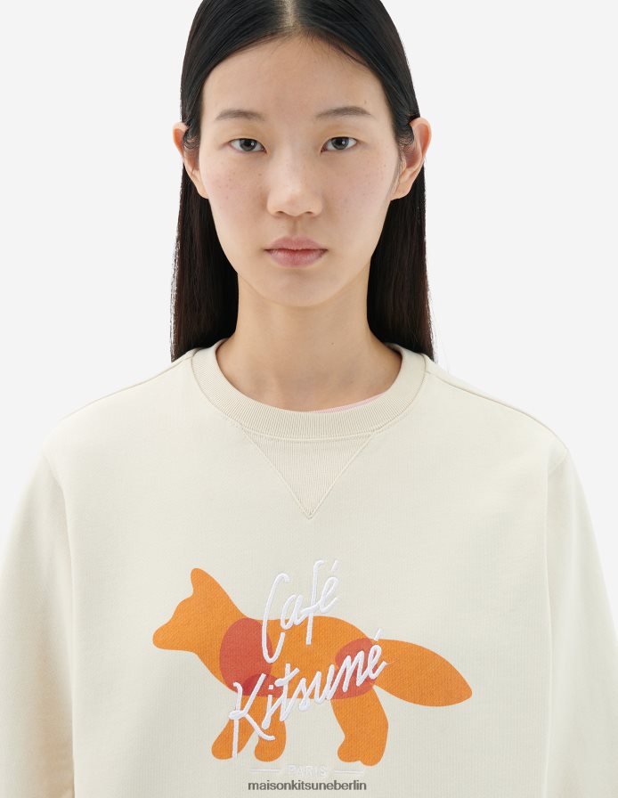 Kleidung V2DHL162 Latté Männer Fox Cafe Kitsune klassisches Sweatshirt Maison Kitsune