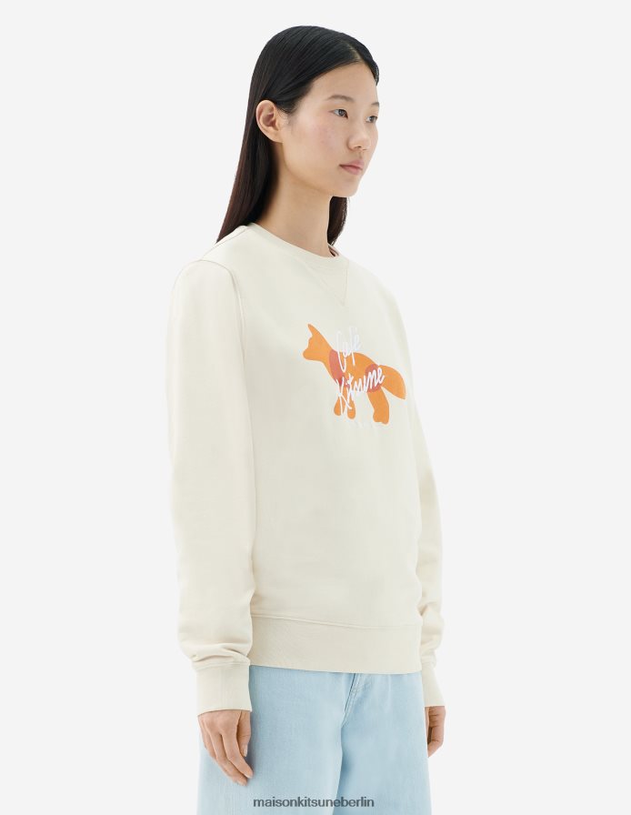 Kleidung V2DHL162 Latté Männer Fox Cafe Kitsune klassisches Sweatshirt Maison Kitsune