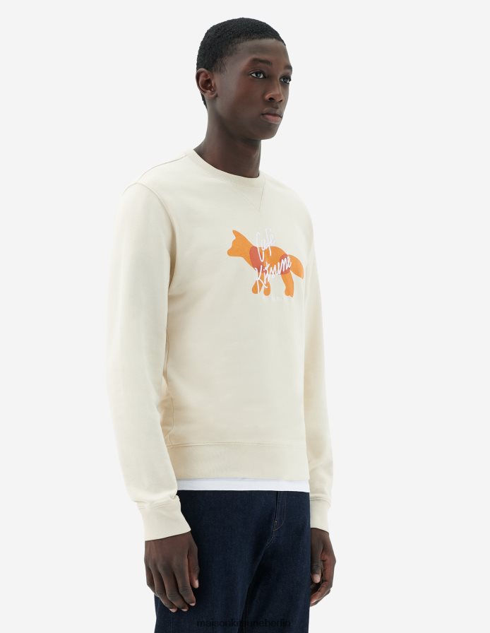 Kleidung V2DHL162 Latté Männer Fox Cafe Kitsune klassisches Sweatshirt Maison Kitsune