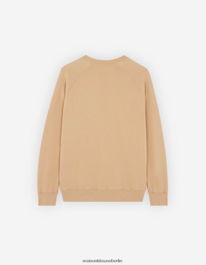 Kleidung V2DHL164 Beige Männer Klassisches Sweatshirt mit Fuchskopf-Patch Maison Kitsune