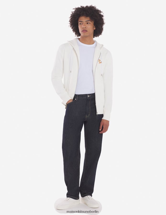 Kleidung V2DHL165 naturfarben Männer Kapuzenpullover mit Reißverschluss und Chillax-Fuchs-Patch Maison Kitsune