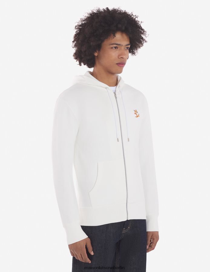 Kleidung V2DHL165 naturfarben Männer Kapuzenpullover mit Reißverschluss und Chillax-Fuchs-Patch Maison Kitsune