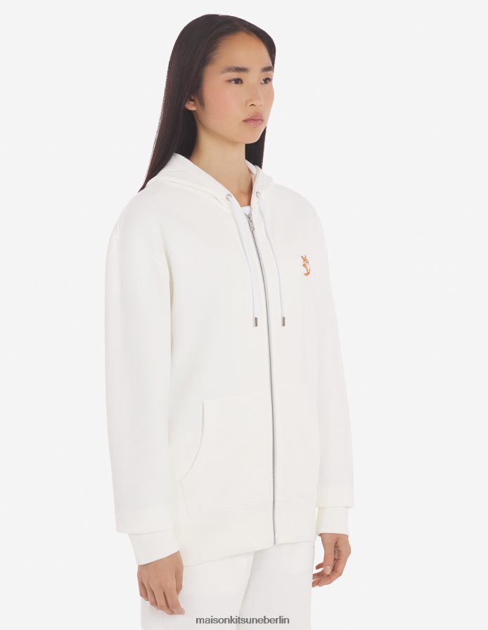 Kleidung V2DHL165 naturfarben Männer Kapuzenpullover mit Reißverschluss und Chillax-Fuchs-Patch Maison Kitsune