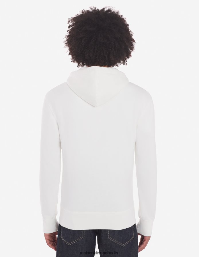 Kleidung V2DHL165 naturfarben Männer Kapuzenpullover mit Reißverschluss und Chillax-Fuchs-Patch Maison Kitsune