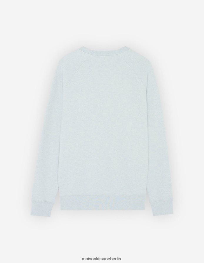 Kleidung V2DHL167 Blaue Dunst-Melange Männer Klassisches Sweatshirt mit doppeltem monochromen Fuchskopf Maison Kitsune